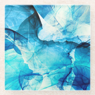 Abstract blue motion: fractal composition. glass coaster