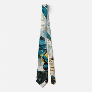 Abstract blue navy and gold textures tie