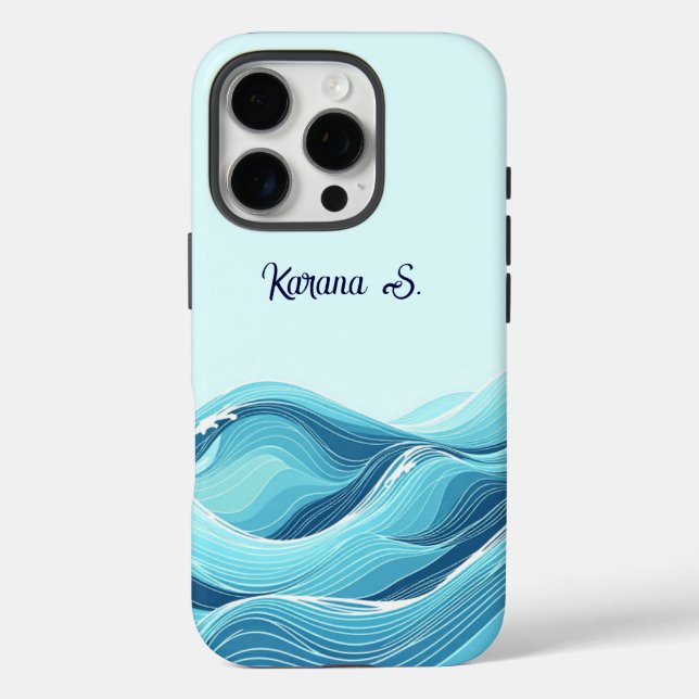 Abstract Blue Ocean Waves Case-Mate iPhone Case (Back)