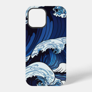 Abstract Blue Ocean Waves Japanese Style Artwork iPhone 12 Pro Case
