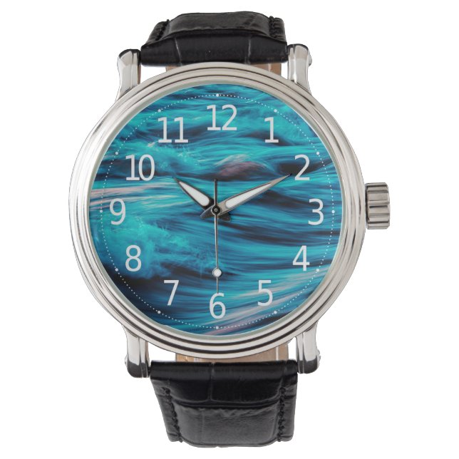Abstract Blue Ocean Waves | Men's Watch (Front)