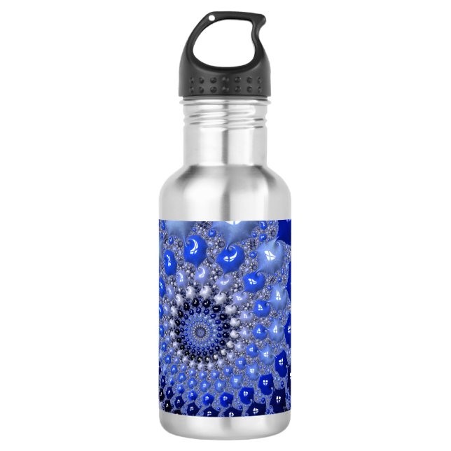 Abstract Blue Ombre Fractal Bubbles 710 Ml Water Bottle (Front)