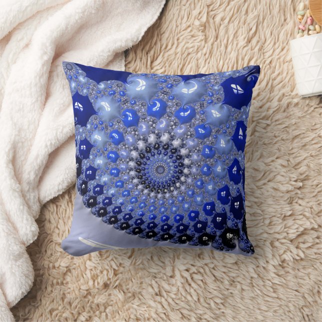 Abstract Blue Ombre Fractal Bubbles Cushion (Blanket)