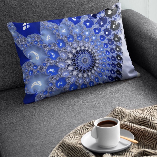 Abstract Blue Ombre Fractal Bubbles Lumbar Cushion (Creator Uploaded)