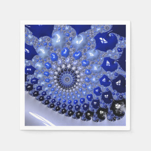 Abstract Blue Ombre Fractal Bubbles Napkin