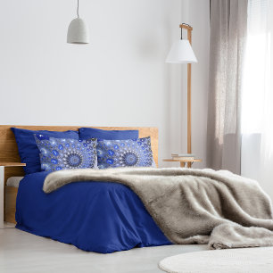 Abstract Blue Ombre Fractal Bubbles Pillowcase