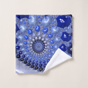 Abstract Blue Ombre Fractal Bubbles Wash Cloth