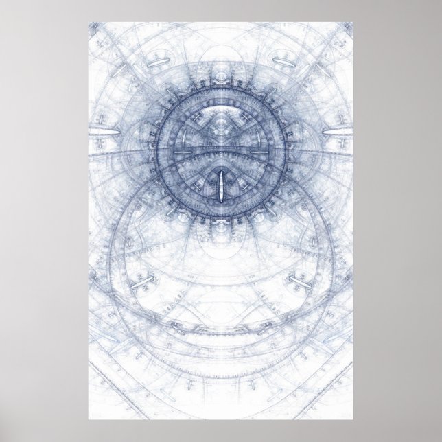 Abstract blue on white theme poster (Front)