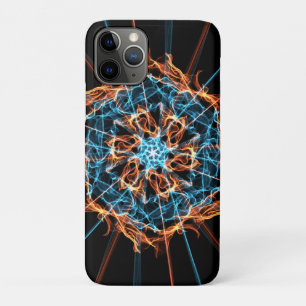 Abstract Blue Orange Flames Hexagon iPhone 11 Pro Case