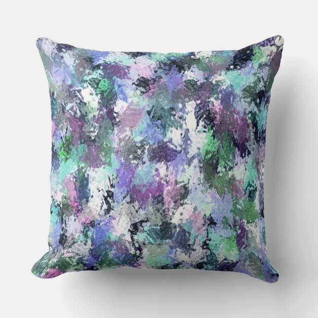 Abstract Blue Paint Splatter Cushion (Front)