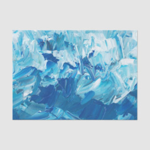 Abstract Blue Paint Waves Tissue Paper
