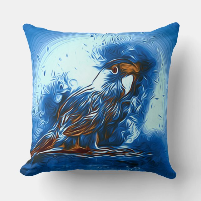 Abstract Blue Parrot Decor Pillow (Front)