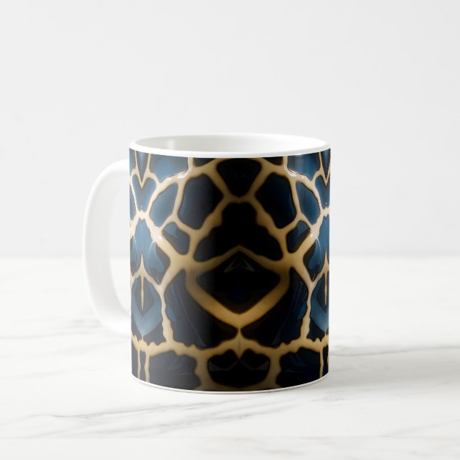 Abstract Blue Pattern Coffee Mug (Front Left)