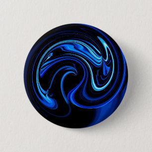 Abstract Blue Peacock 6 Cm Round Badge