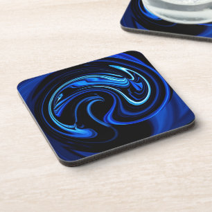 Abstract Blue Peacock Coaster