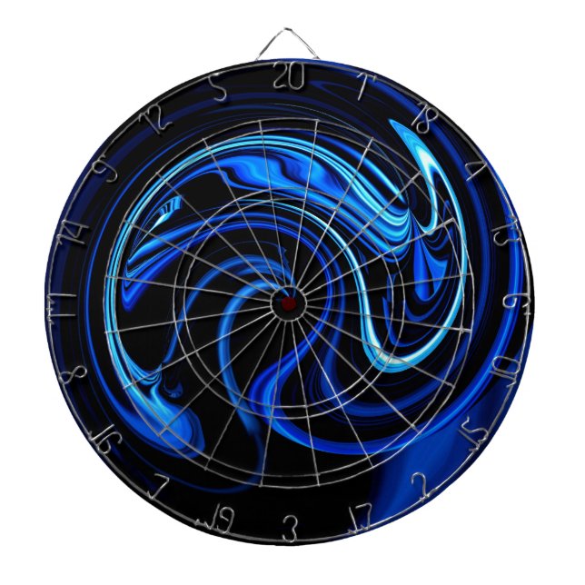 Abstract Blue Peacock Dartboard (Front)