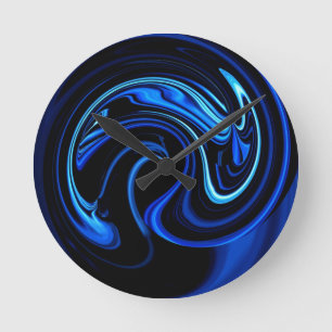 Abstract Blue Peacock Wall Clock