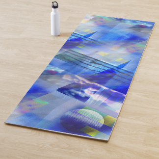 Abstract Blue Photo Collage Yoga Mat
