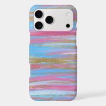 Abstract Blue, Pink and Gold Painted Strokes