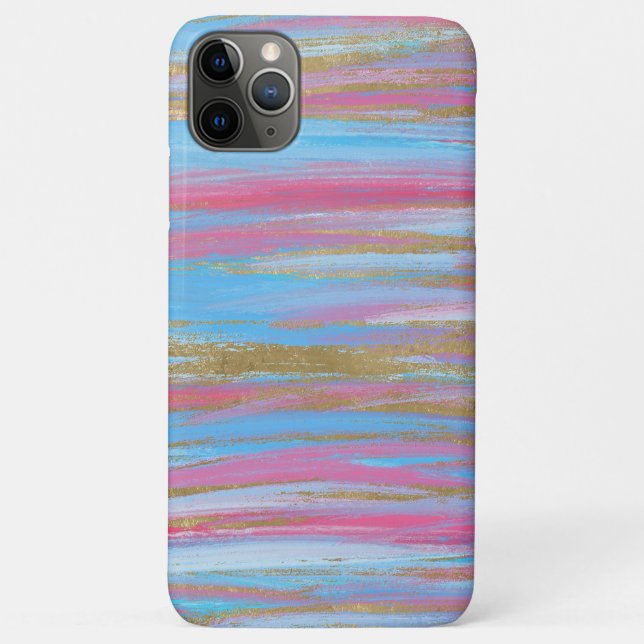 Abstract Blue, Pink and Gold Painted Strokes Case-Mate iPhone Case (Back)