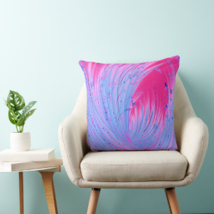 Abstract Blue Pink Enchanted Garden Cushion