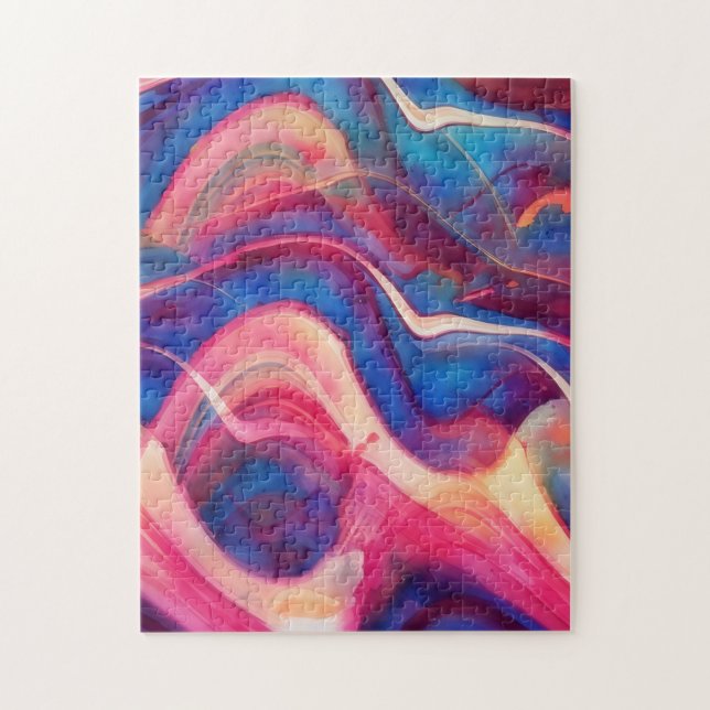 Abstract Blue Pink Flowing Art Puzzle (Vertical)
