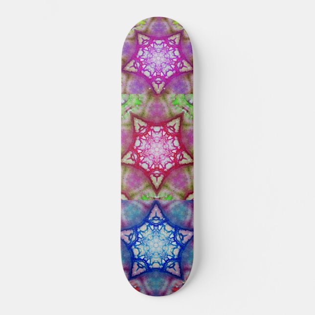 ABSTRACT BLUE PINK PURPLE STARS SKATEBOARD (Front)