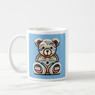Abstract blue pink teddybear women tishirt coffee mug