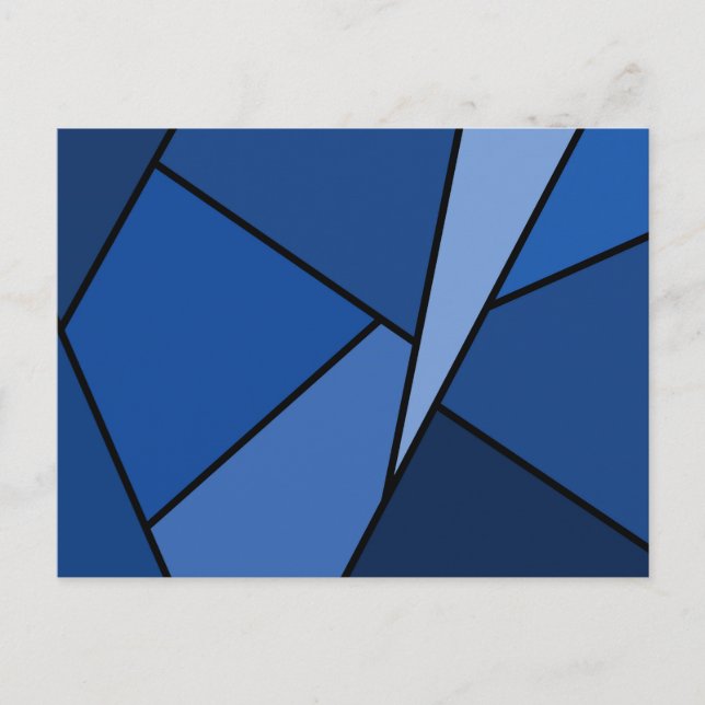 Abstract Blue Polygons Postcard (Front)
