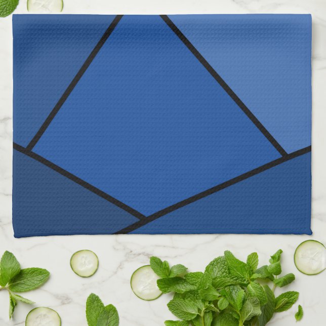 Abstract Blue Polygons Tea Towel (Folded)