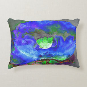 Abstract blue poppy abstract flower floral decorative cushion