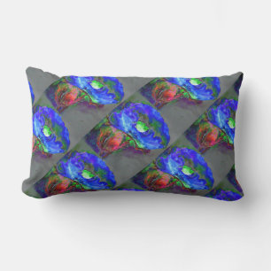 Abstract blue poppy abstract flower floral lumbar cushion
