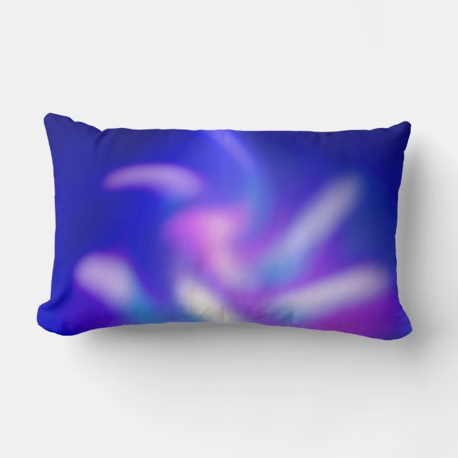 Abstract Blue Purple Blur Floral Lumbar Cushion (Front)