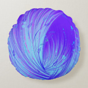 Abstract Blue Purple Enchanted Garden Round Cushion