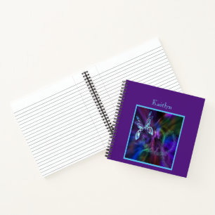 Abstract Blue Purple Neon Butterfly Print Colourfu Notebook