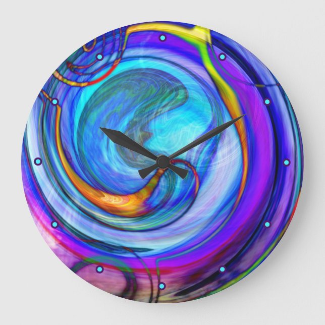Abstract Blue Purple Orange Large Clock (Front)