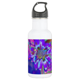 Abstract blue purple sunflower retro funky 532 ml water bottle