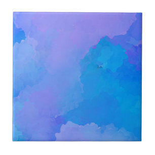 Abstract blue purple watercolor ceramic tile