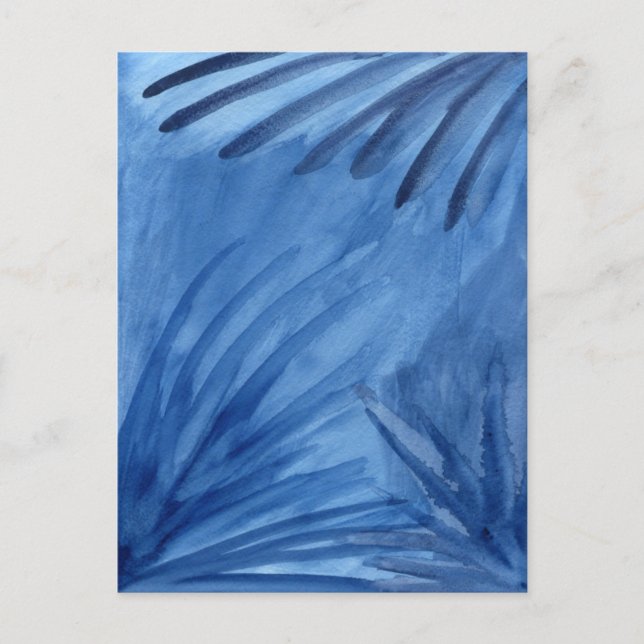 Abstract Blue Rays Watercolor Painting Postcard (Front)