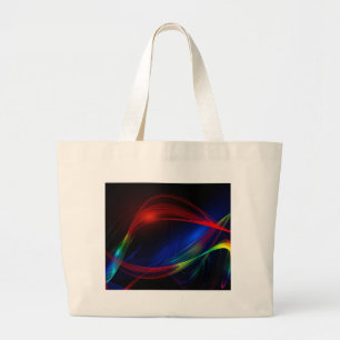 Abstract Blue Red and Green Swirl Effect Large Tote Bag