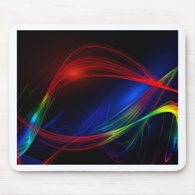 Abstract Blue Red and Green Swirl Effect Mouse Pad (Front)