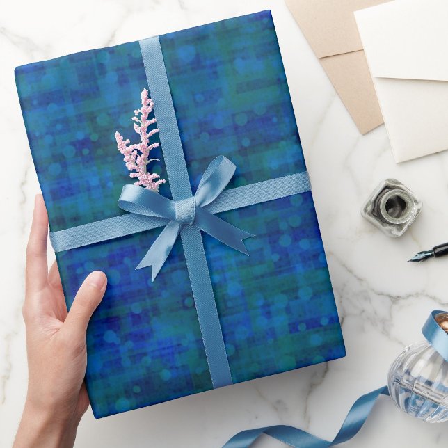 Abstract Blue Retro Mid Century Vibe Birthday Gift Wrapping Paper (Creator Uploaded)