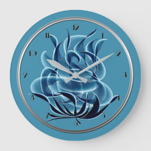 Abstract Blue Rose Wall Clock