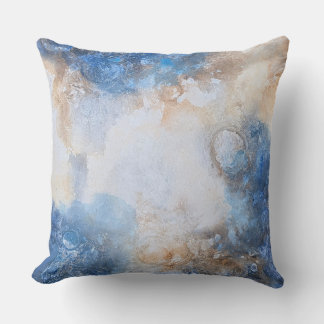Abstract Blue & Sand Textured Clouds Cushion