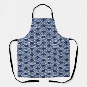 abstract blue sea waves in Chinese style  Apron