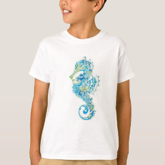 Abstract Blue Seahorse T-Shirt