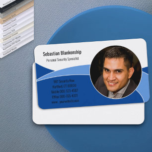 Abstract Blue Security Professional Custom Photo Business Card