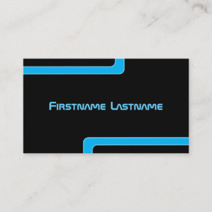 Abstract blue shapes monogram on elegant black business card