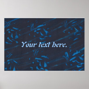 Abstract Blue Shapes on Navy Black Custom Posters