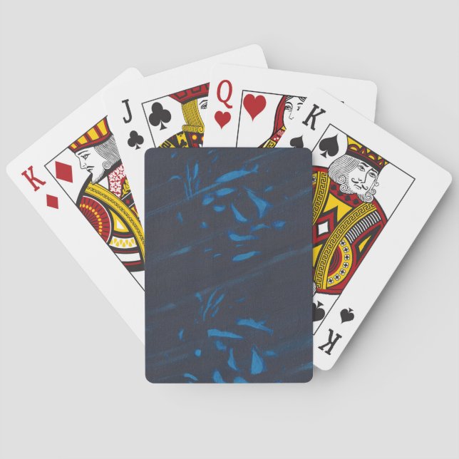 Abstract Blue Shapes on Navy Black Playing Cards (Back)